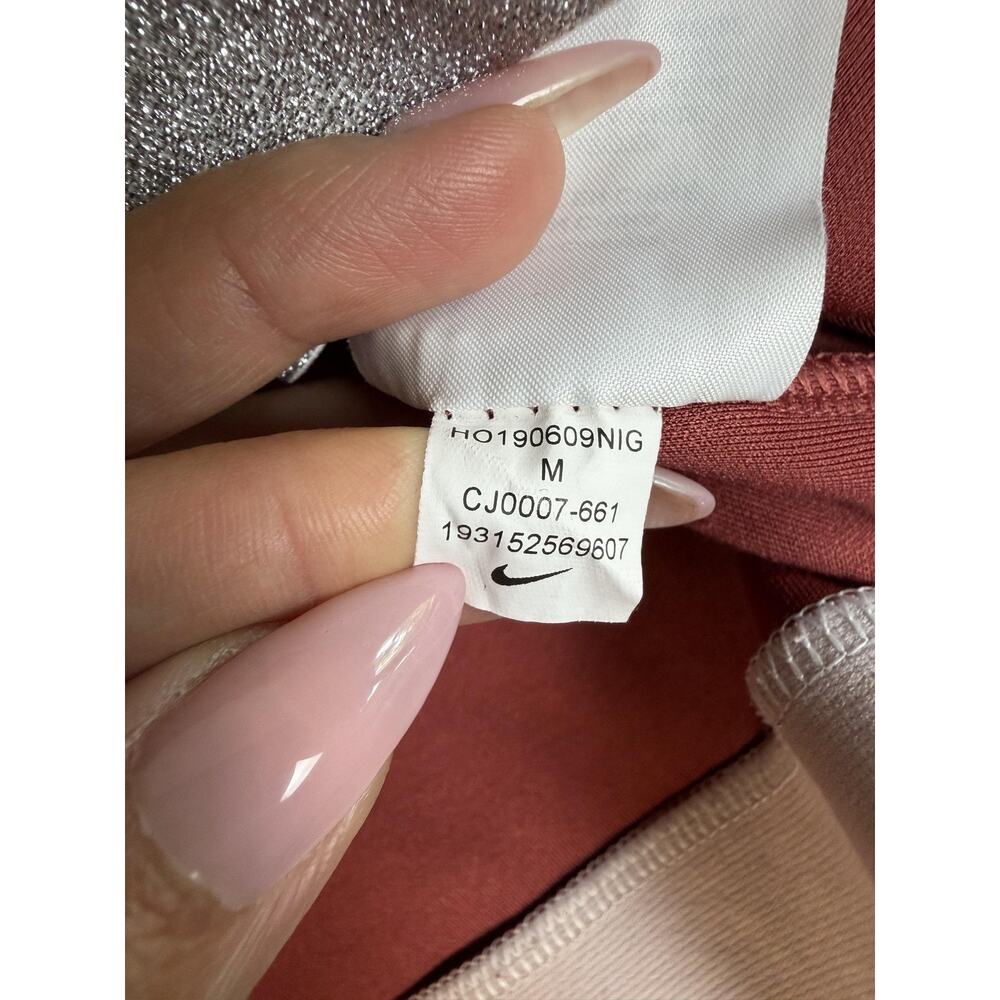 Nike Sweatshirt Womens M Red Fleece Pullover Colorblock Glitter CJ0007-661 - Picture 6 of 12